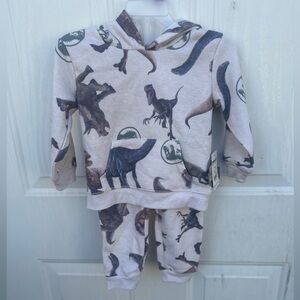 NWT Universal Studios 2PC Set Jurassic Park Beige Hoodie & Matching Joggers 12Mo